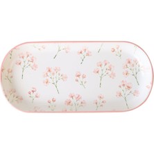 Keramika Minimal Çiçek Kayık Tabak 26 cm 4 Adet