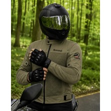 Revertech Haki Yeşil Yazlık Fileli Motosiklet Montu Korumalı Nefes Alan Hafif Mont