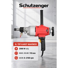 SCHUTZENGER 2080 W El Tipi Karot Makinesi 110 mm Delme Kapasiteli 0–2100 Devir