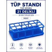 Labolist Tüp Standı  - Tüp Sporu - 21 Delikli- 30 mm Tüpler Için - Mavi