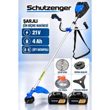 SCHUTZENGER Şarjlı Çim Ot Biçme Tırpan Çift Akü Ile Çalışan 10 Pilli 4 Başlık Aparat Pro Seri MR-711