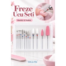 Ocean Freze Ucu Seti, Elektrikli Törpü Makinesi Uç Seti, Tırnak Bakım Freze Uçları 12'li