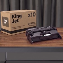 Kingjet Hp Uyumlu 53A Q7553A Siyah Standart Kapasiteli (10'lu Paket) Çipli Muadil Toner