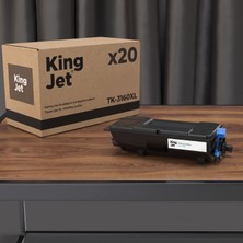 Kingjet Kyocera Uyumlu TK-3160XL Yüksek Kapasiteli (20'li Paket) Çipli Muadil Toner