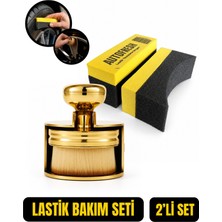 Oto Lastik Bakım Seti | Lastik Parlatıcı Sünger ve Gold Hazneli Detay Fırçası