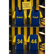 Kişiye Özel Sarı-Lacivert Taraftar Temalı Masaüstü Kalemlik | Isme Özel Forma Tasarımlı Kalemlik ve Masaüstü Organizer