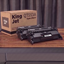 Kingjet Hp Uyumlu 53A Q7553A Siyah Standart Kapasiteli (2'li Paket) Çipli Muadil Toner | Laserjet P2015N