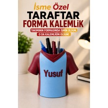 Neo Gift Kişiye Özel Bordo-Mavi Taraftar Temalı Masaüstü Kalemlik | İsime Özel Forma Tasarımlı Kalemlik ve Masaüstü Organizer
