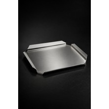 Artun Metal Modern 304 Kalite Satineli Paslanmaz Çelik Servis Tepsisi,premium Lüks Metal Sunum Tepsisi