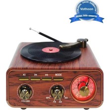 Zamerya Nostaljik Tasarım Plak Çalar Görünümlü Radyolu Bluetooth Hoparlör Retro Müzik Plak