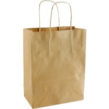 Zero Land Csmo-Tex 8X15X20 cm Kraft Büküm Saplı Kağıt Poşet 1 Adet Kahverengi