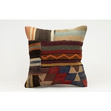Kilim Wholesale El Yapımı Kilimden Yapılmış Vintage Kırlent Kılıfı, Yün, 40X40 cm