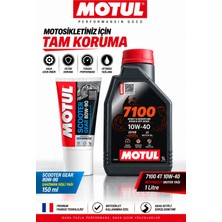 Motul 7100 10W-40 4t Tam Sentetik 1l + Scooter Gear 80W-90 Motor ve Şanzıman Yağı Seti