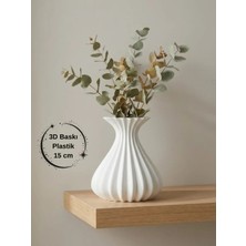 Piyatech Vazo Modern Estetik 3D Baskı, Dekoratif, Bohem Beyaz -- 15 cm --