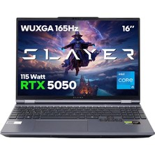 Game Garaj Slayer X5T2-5050 C2 Intel Core I5 14450HX 16GB Ram 1tb SSD RTX5050 16" 165Hz WUXGA IPS Freedos Gaming Laptop