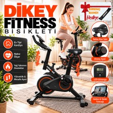Relaxus Dikey Ev Fitness Bisikleti LED Ekran Kardiyo Egzersiz Aleti Spinning Bike Nabız Direnç Lastiği Hediy