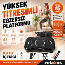 Relaxus Yüksek Titreşimli Egzersiz Platformu Bluetooth Masaj Aleti Ev Fitness Cihazı Direnç Lastiği Hediye
