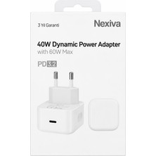 Nexiva iPhone 17 Pro Max 40W Pd Type-C Hızlı Şarj Adaptörü Dynamic Power 40W iPad Air Şarj Başlığı Aleti