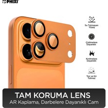 Phixi Phıxı Guard Serisi iPhone 17 Pro Max Tam Kaplama Lens Koruyucu – Ar Kaplama, Turuncu