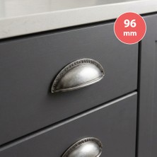 Tas Çanak Mobilya Dolap Kulp Desenli 96 mm Antik Gümüş
