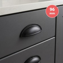 Tas Çanak Mobilya Dolap Kulp Desenli 96 mm Mat Siyah