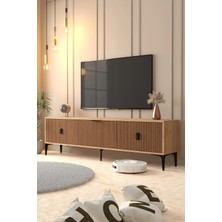 EVMO Home Neva 180 cm Ayaklı TV Ünitesi 3 Kapaklı TV Sehpası Sepet-Kaplan 3803
