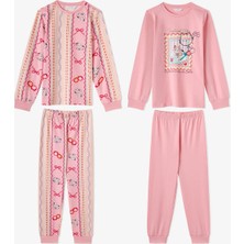 Penti Kız Çocuk Pembe Snailmail Cuties Pamuklu Uzun Kollu 2'li Pijama Takımı
