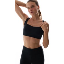 Penti Siyah Stretch360 Orta Destek Çapraz Sırt Detaylı Kaydırmaz Askılı Cross Back Spor Sütyeni