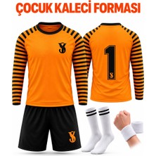 Sidas Turuncu Çocuk Kaleci Forması Takımı Dirsek Korumalı 4 Parça Forma+Şort+Çorap+Bileklik