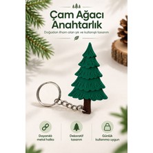 Zifiri Arts Çam Ağacı Figürlü Anahtarlık Dekoratif Yeşil Tasarım Metal Halkalı Anahtar Aksesuarı