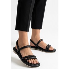 Lucistep Winta Siyah Cilt Sandalet