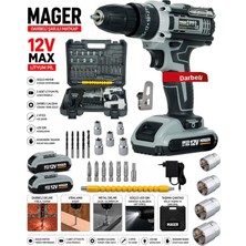 Mager Germany Thechnology 12 V Çift Batarya Li-Ion Akülü Vidalama Darbeli Şarjlı Matkap ve Özel Set