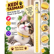 Baron Pet Kedi Tasması Sarı Deri Zilli Ayarlanabilir Boyun Tasması