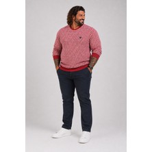 Moc Grande MocGrande Büyük Beden Erkek Bisiklet Yaka Sweatshirt 22715 BORDO