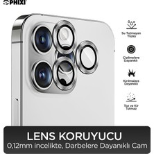 Phixi Premium Guard Serisi  – iPhone 14 Pro / Pro Max Uyumlu Silver Kamera Lens Koruyucu | Safir Cam, Kırılmaz, Gerçek Görünüm