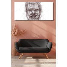 Şehber Siyah-Beyaz Soyut Bir Insan Portresi Çizimi (Scribble Art) Yatay Kanvas Tablo 4322
