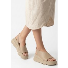 Lucistep Todo Bej Cilt Dolgu Topuk Sandalet