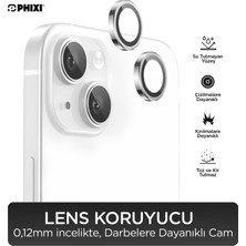Phixi Premium Guard Serisi  – iPhone 14 / Plus Uyumlu White Kamera Lens Koruyucu | Safir Cam, Kırılmaz, Gerçek Görünüm