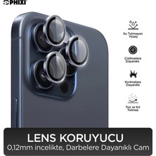 Phixi Premium Guard Serisi  – iPhone 15 Pro / Pro Max Uyumlu Blue Titanium Kamera Lens Koruyucu | Safir Cam, Kırılmaz, Gerçek Görünüm