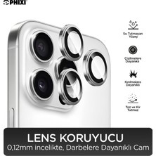Phixi Premium Guard Serisi  – iPhone 16 Pro / Pro Max Uyumlu White Titanyum Kamera Lens Koruyucu | Safir Cam, Kırılmaz, Gerçek Görünüm