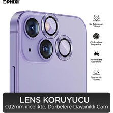 Phixi Premium Guard Serisi  – iPhone 14 / Plus Uyumlu Purple Kamera Lens Koruyucu | Safir Cam, Kırılmaz, Gerçek Görünüm