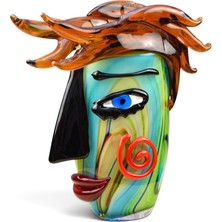 Murano Cam Soyut Picasso Yüz Vazo