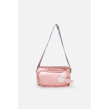 İcone Bag Çocuk Çantası, Iki Bölmeli Yıldız Desenli Metalik Rose Gold El ve Omuz Çanta, Kids Bag