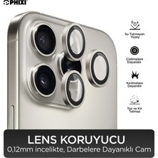 Phixi Premium Guard Serisi  – iPhone 16 Pro / Pro Max Uyumlu Natural Titanyum Kamera Lens Koruyucu | Safir Cam, Kırılmaz, Gerçek Görünüm