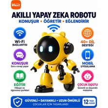 Shopfocus Akıllı Yapay Zeka Robotu Konuşur Öğretir Eülendirir 40+Dil Desteği Wifi Bağlantısı Şarjlı Çocuk Arkadaşı Ödev ve Ders Yardımcısı Oyun Arkadaşı