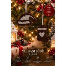 Taşteks Taşlı Keçe Yılbaşı Süsü 2’li Set – Çift Taraflı Işıltılı Dekor | 4 Renk Seçenekli |