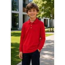 Yalçınoğlu Premium Okul Polo Yaka %100 Pamuk Erkek Çocuk Okul Tişörtü Uzun Kol Penye 8-16 Yaş | Çocuk Okul Forması Polo Yaka Basic Tişört Unisex Uzun Kol Yumuşak Dokulu Nefes Alan Kumaş