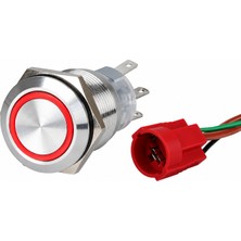 Labarka Kırmızı LED'li Krom Buton On-Off 19 mm 15A 12/24V