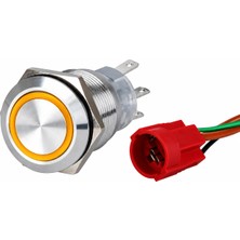 Labarka Turuncu LED'li Krom Buton On-Off 19 mm 15A 12/24V