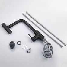 Güney Vana Çekmeli Evye Batarya L Boru Inox/siyah SDB-42BLACK